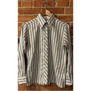 Vintage 1970s‎ Sears Pointed Collar Women's Striped Button Down Blouse Size 14